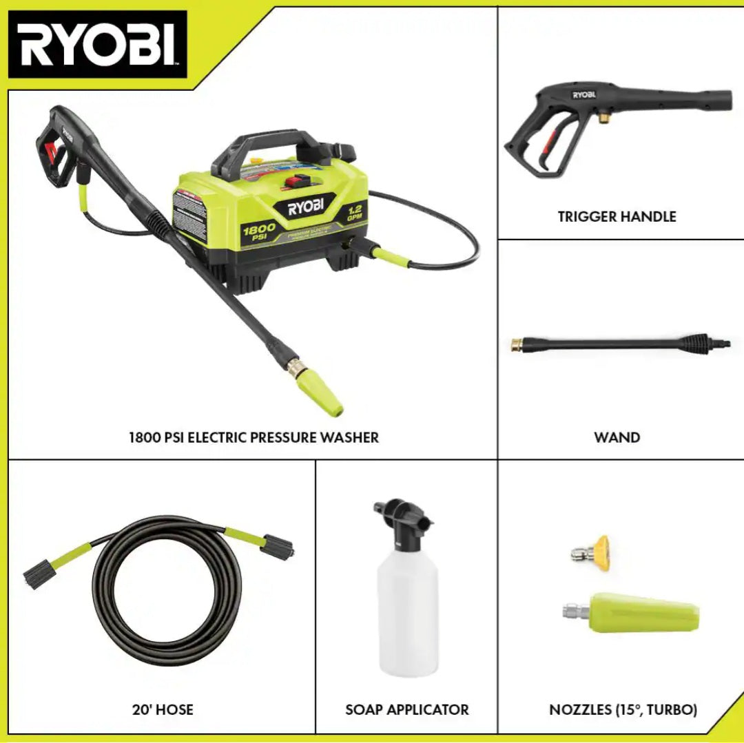 1800 PSI 1.2GPM Cold Water Corded Electric Pressure Washer 1800 PSI 1.2GPM Cold Water Corded Electric Pressure Washer